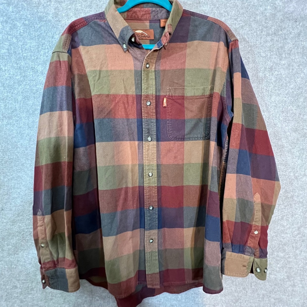 Bob Timberlake Shirt Mens Large Plaid Button Down Cotton Outdoors Workwear